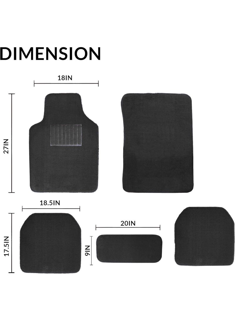 HERIOS Universal Car Floor Mats Set, Black, 5 Piece, Heavy Duty Waterproof Non Slip, All Season Interior Protection for SUV and Sedan, car mat, car floor mat, car accessories (BLACK) - Image 2